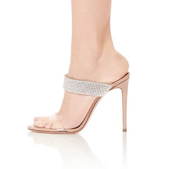 Aquazzura Shoes - NEW Aquazzura Nude PVC & Crystal High Heel Sandals 39.5 (8.5-9.5), $1190 Retail